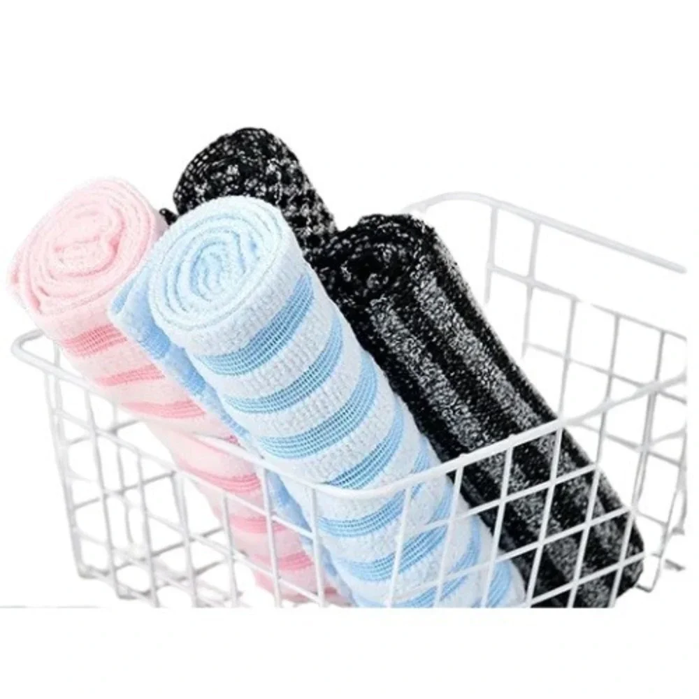 12 Pc Long Exfoliating Wash Cloths Back Scrubbers, 4 Pink 4 Blue 4 Black Stripe